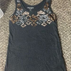 Vintage Ladies Old Navy Women's GRAY Sequin Tank Top